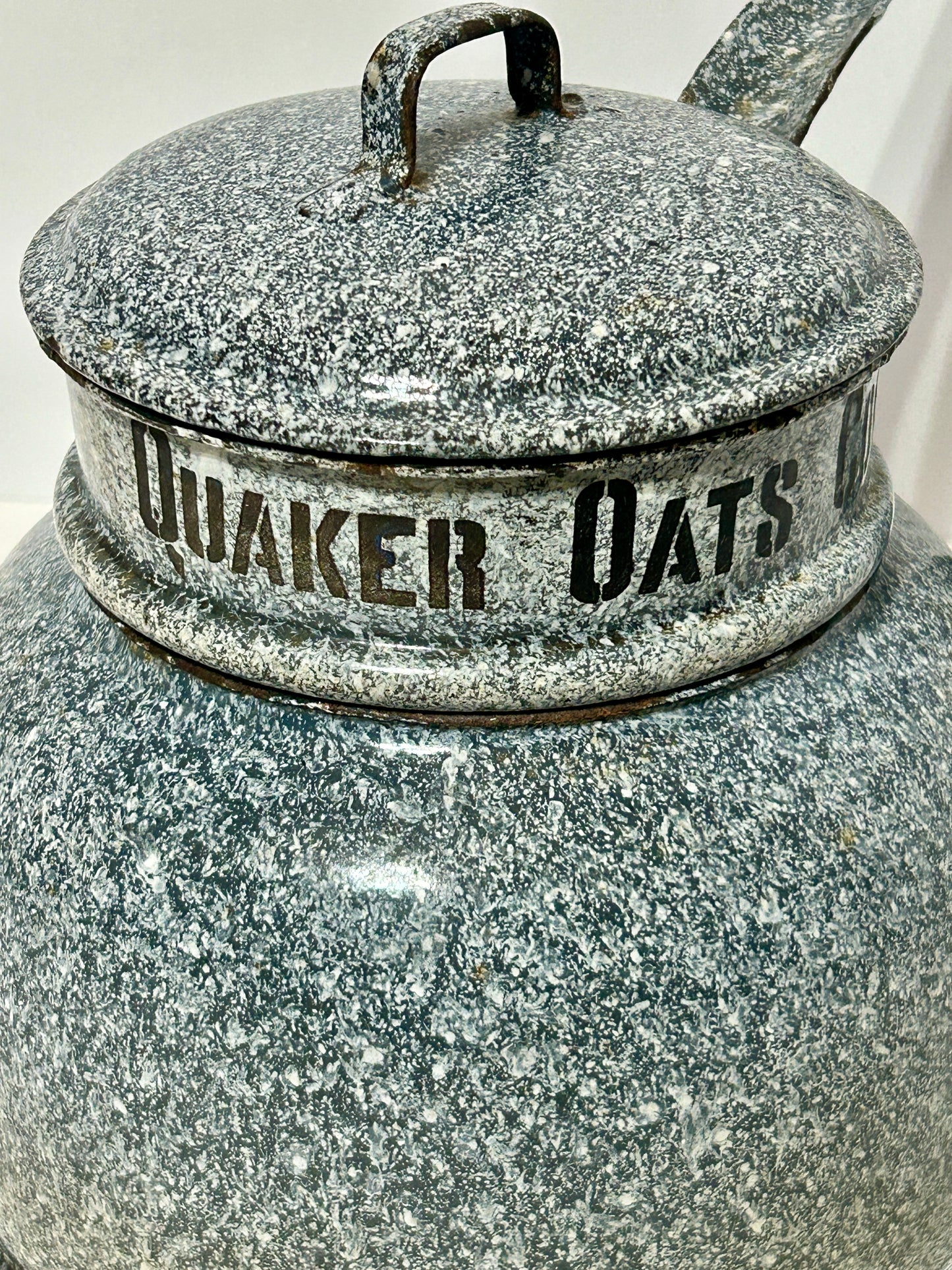 ANTIQUE ENAMELWARE ADVERTISING QUAKER OATS COOKER DOUBLE BOILER