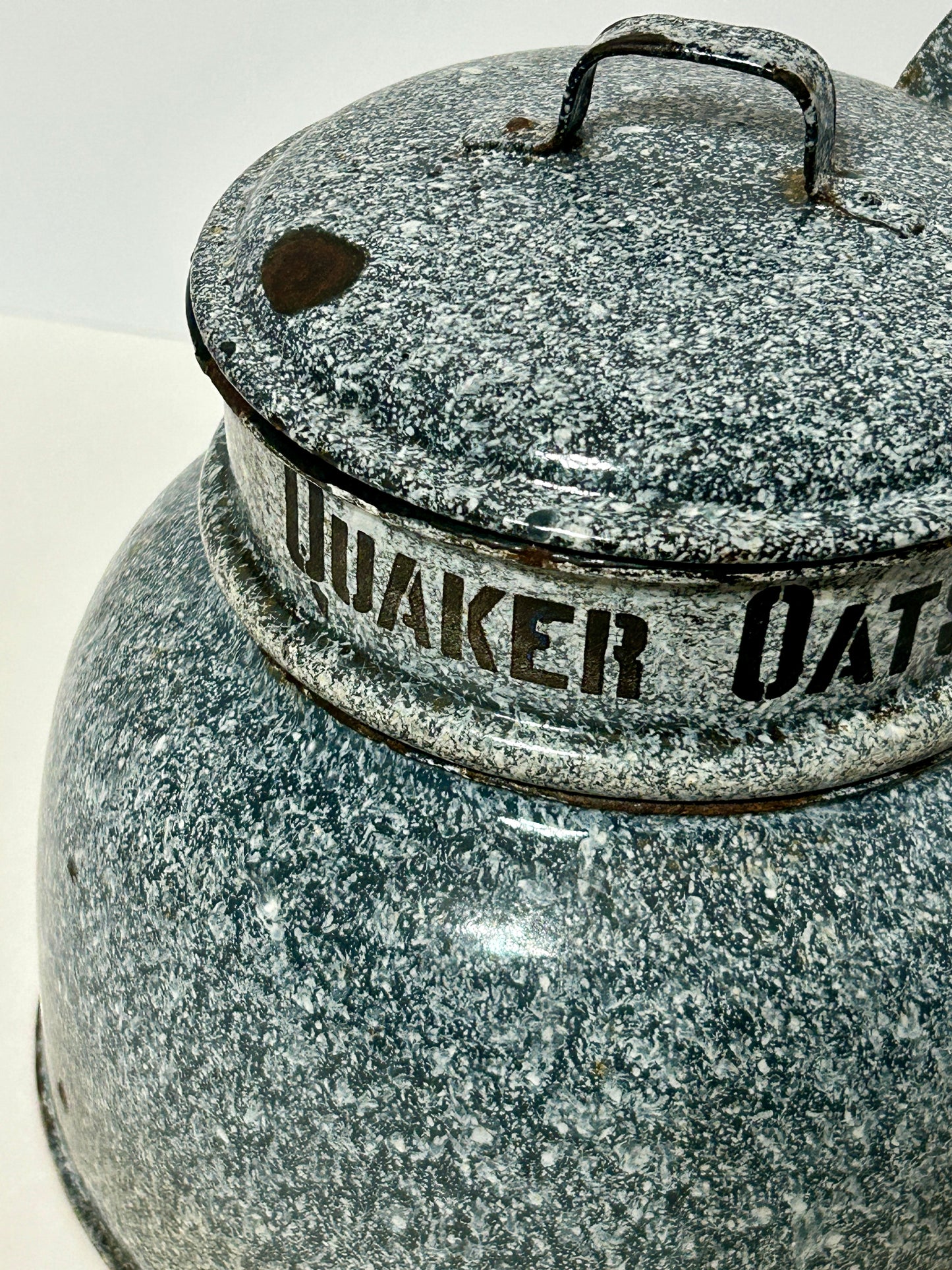 ANTIQUE ENAMELWARE ADVERTISING QUAKER OATS COOKER DOUBLE BOILER