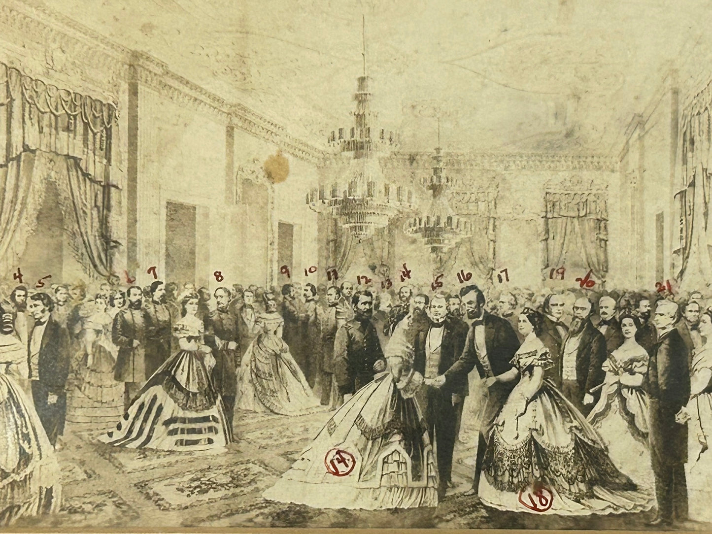 ILLUSTRATION OF NUMEROUS FAMOUS PEOPLE WITH LINCOLN TWO DAYS BEFORE HIS ASSASSINATION