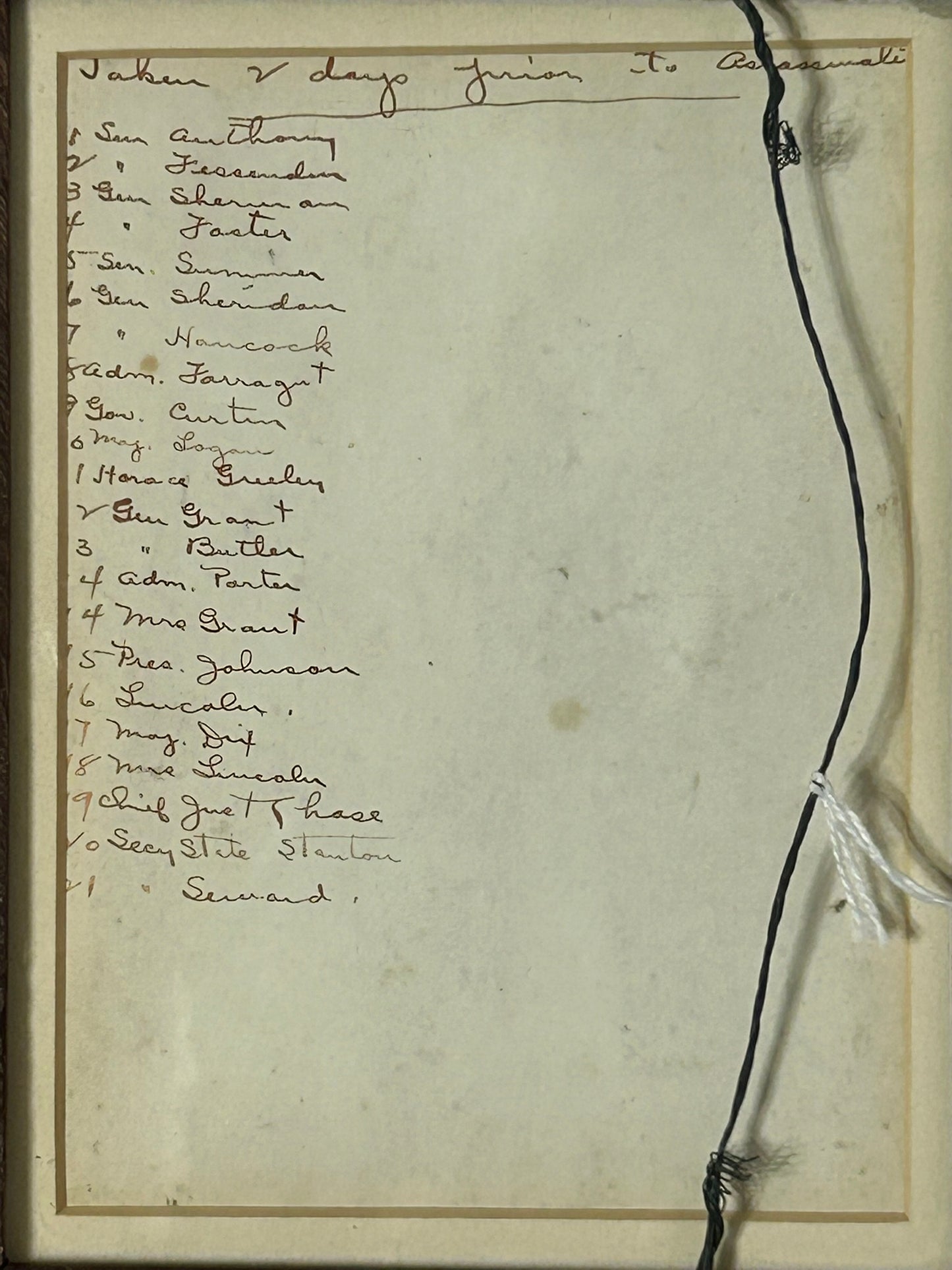 ILLUSTRATION OF NUMEROUS FAMOUS PEOPLE WITH LINCOLN TWO DAYS BEFORE HIS ASSASSINATION
