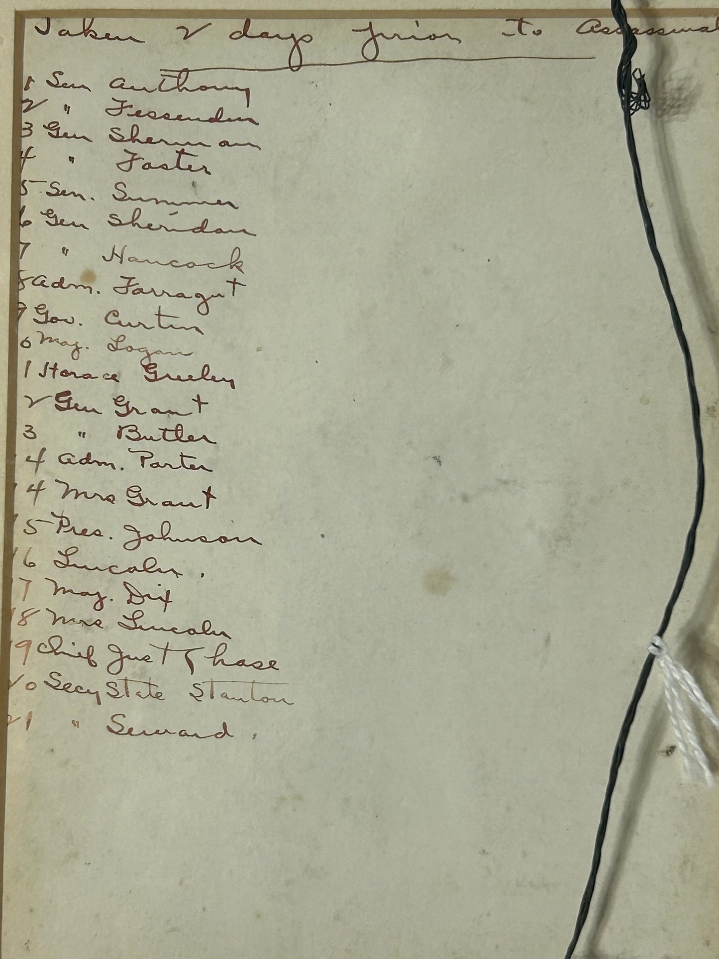ILLUSTRATION OF NUMEROUS FAMOUS PEOPLE WITH LINCOLN TWO DAYS BEFORE HIS ASSASSINATION