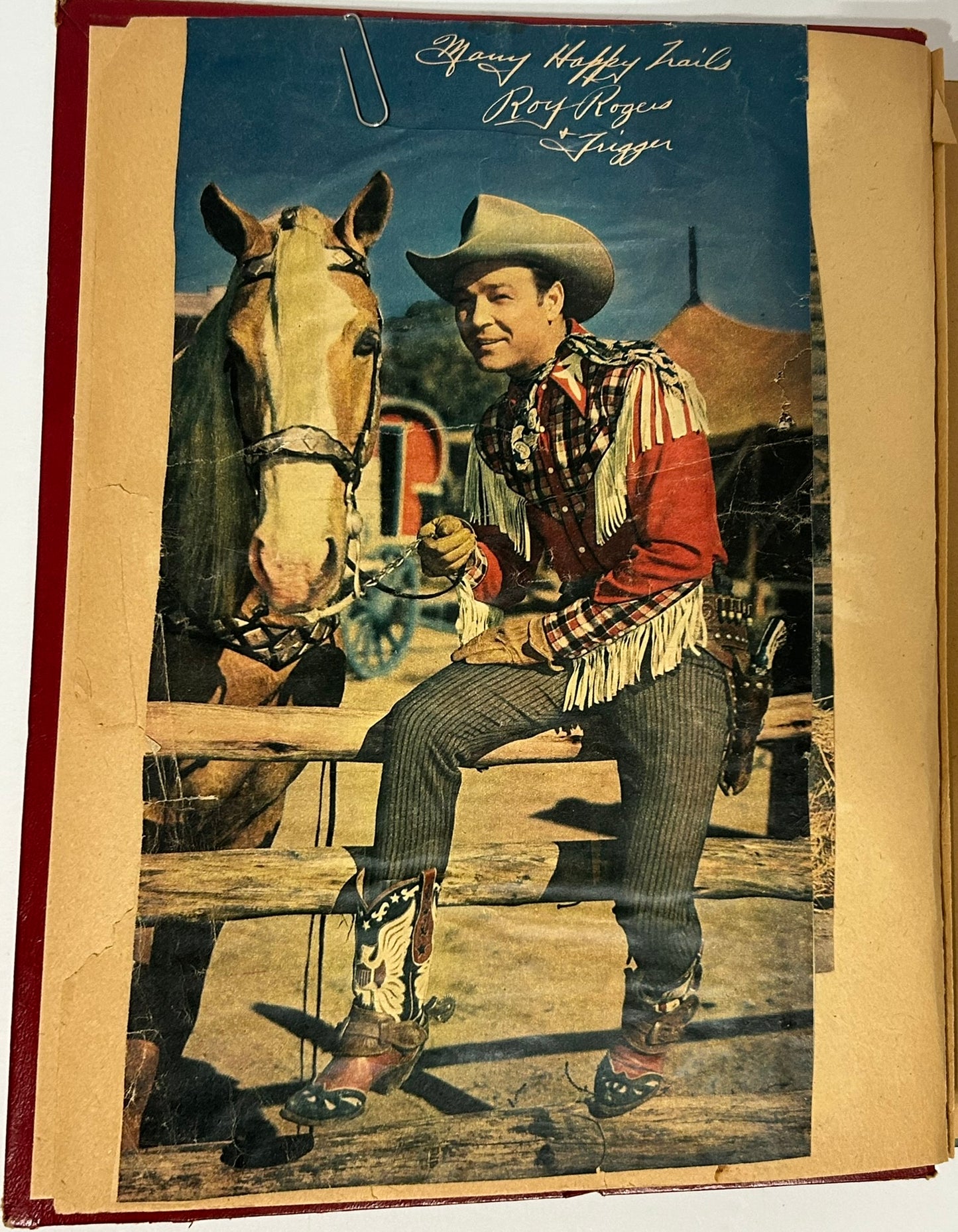 ROY ROGERS AUTOGRAPHED LETTER TO YOUNG BOY IN 1951 IN SCRAPBOOK