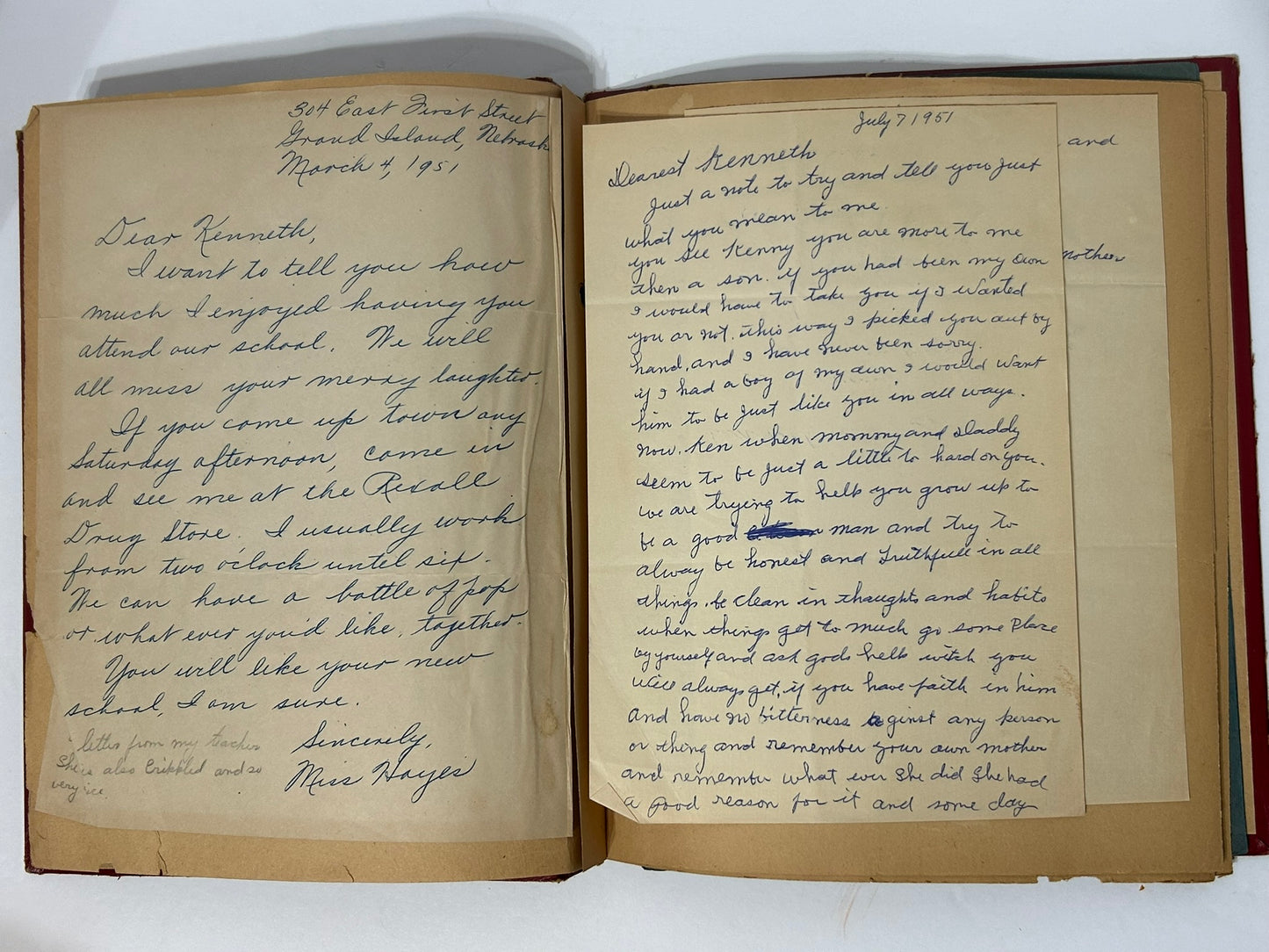 ROY ROGERS AUTOGRAPHED LETTER TO YOUNG BOY IN 1951 IN SCRAPBOOK