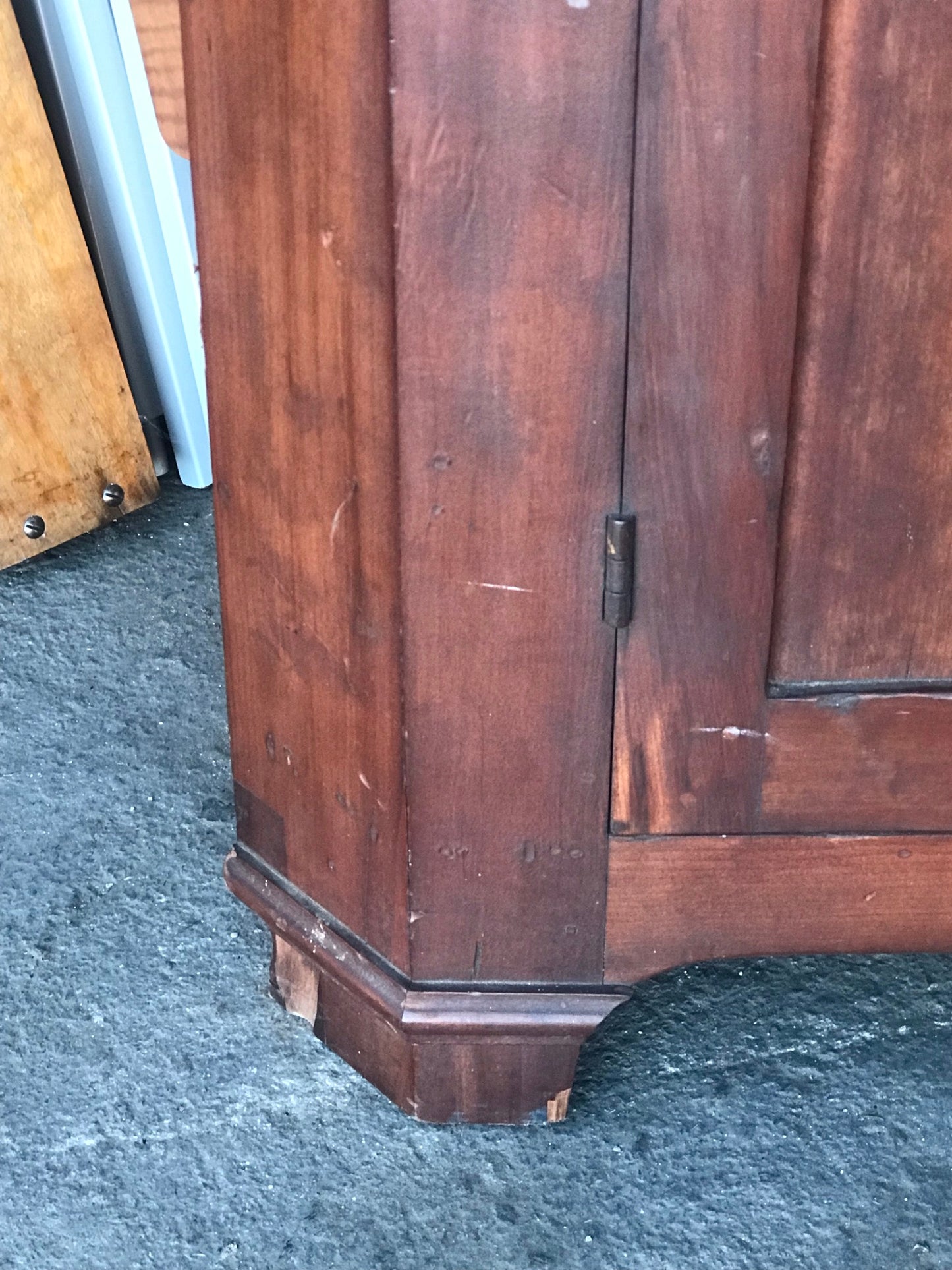 MID 1800's CORNER CABINET WITH 16 GLASS PANES