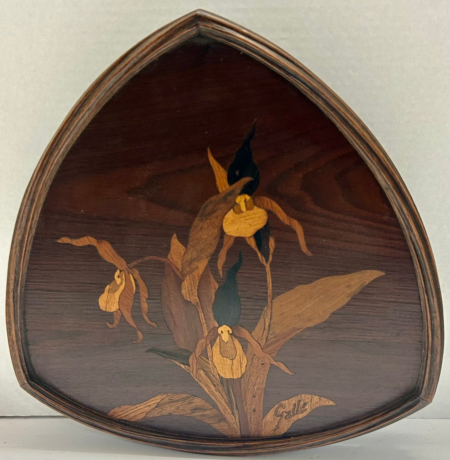 GALLE INLAID FRENCH WOODEN TRAY SIGNED