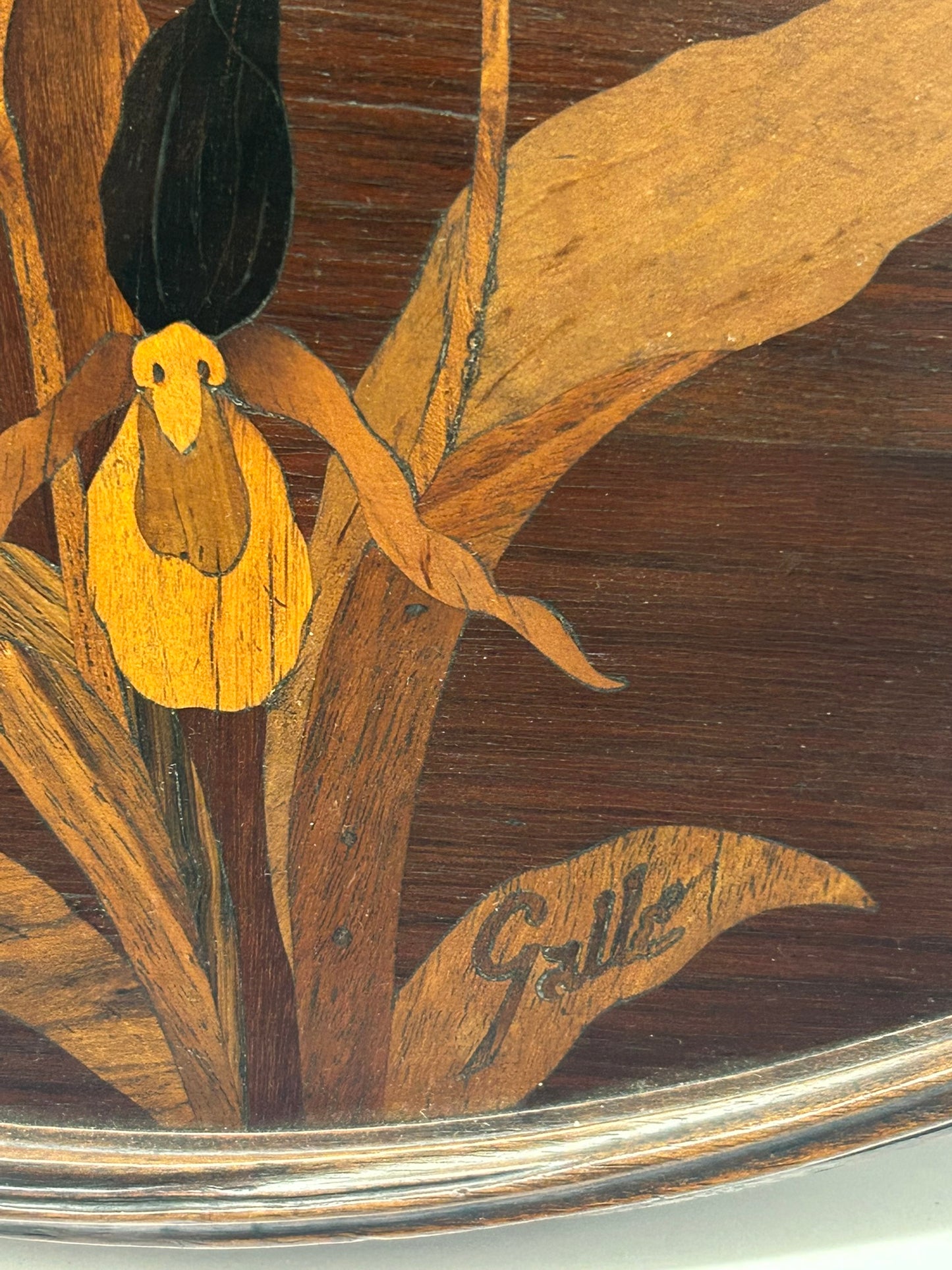 GALLE INLAID FRENCH WOODEN TRAY SIGNED