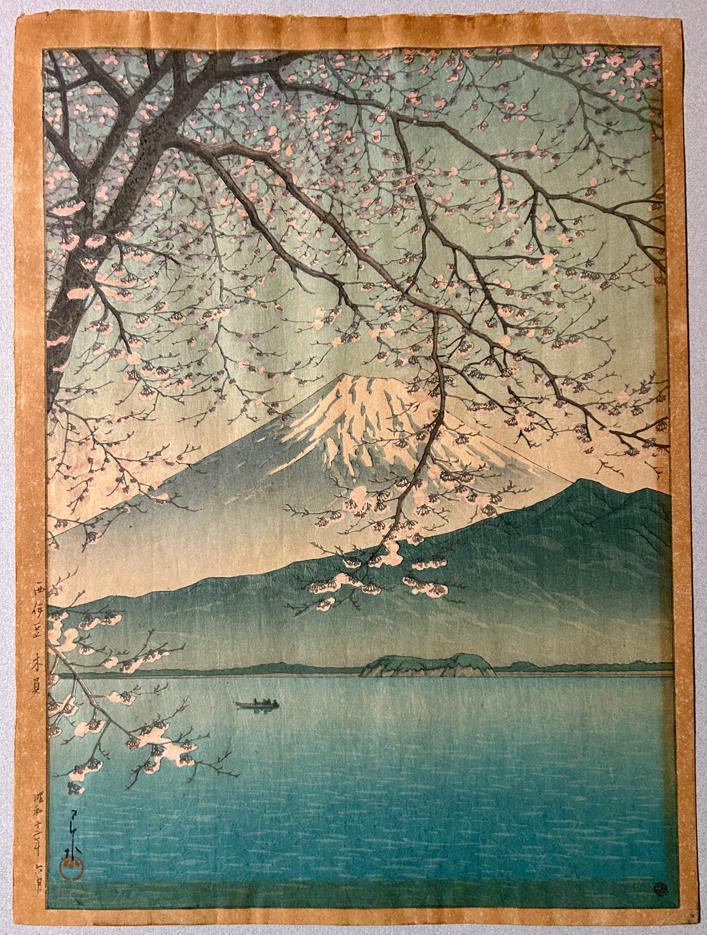 HASUI KAWASE 1883-1957 JAPANESE WOODBLOCK MT. FUJI FROM KISHIO