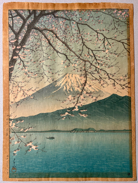 HASUI KAWASE 1883-1957 JAPANESE WOODBLOCK MT. FUJI FROM KISHIO