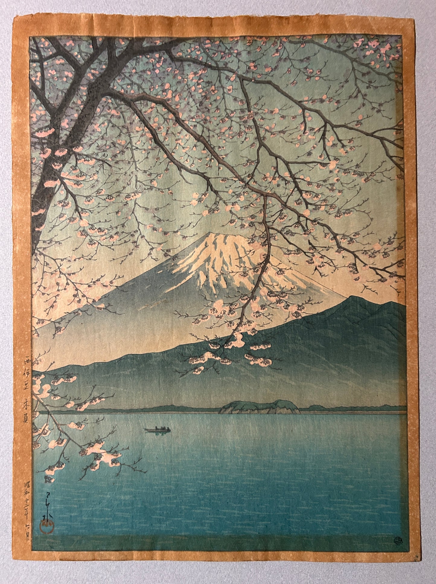 HASUI KAWASE 1883-1957 JAPANESE WOODBLOCK MT. FUJI FROM KISHIO