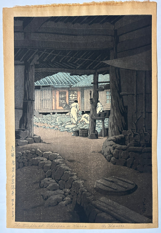 HASUI KAWASE 1883-1957 JAPANESE WOODBLOCK "CHUNUM TEMPLE IN KOREA"