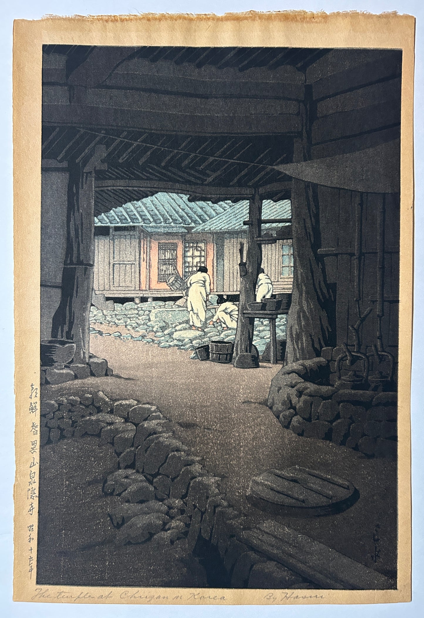 HASUI KAWASE 1883-1957 JAPANESE WOODBLOCK "CHUNUM TEMPLE IN KOREA"