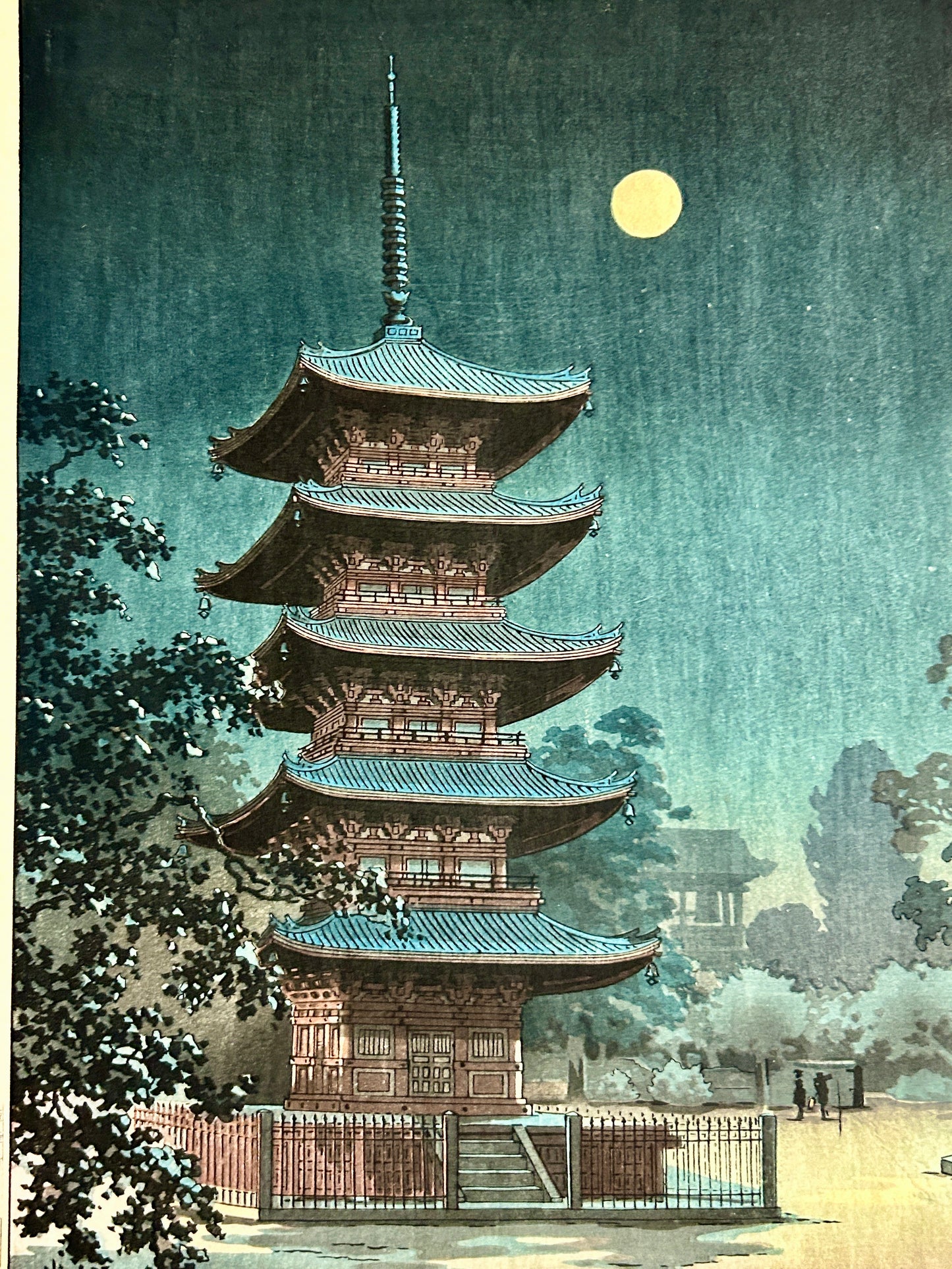 TSUCHIYA KOITSU 1870-1949 JAPANESE WOODBLOCK OF TEMPLE