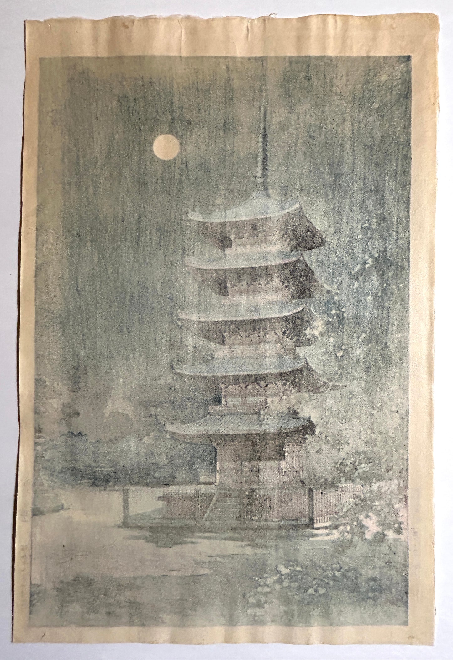 TSUCHIYA KOITSU 1870-1949 JAPANESE WOODBLOCK OF TEMPLE