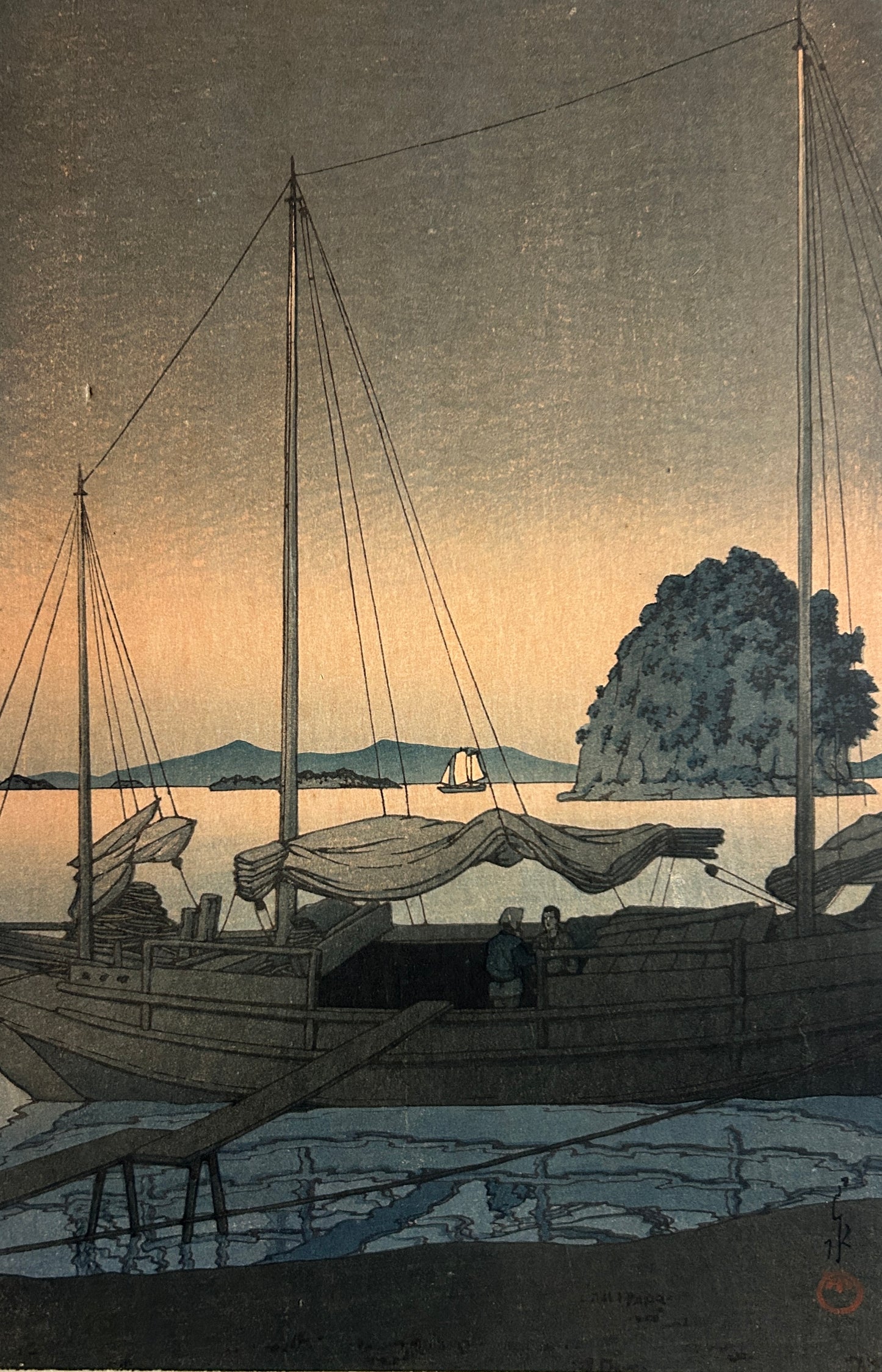 HASUI KAWASE 1883-1957 JAPANESE WOODBLOCK "HAYAMA IN IYO"
