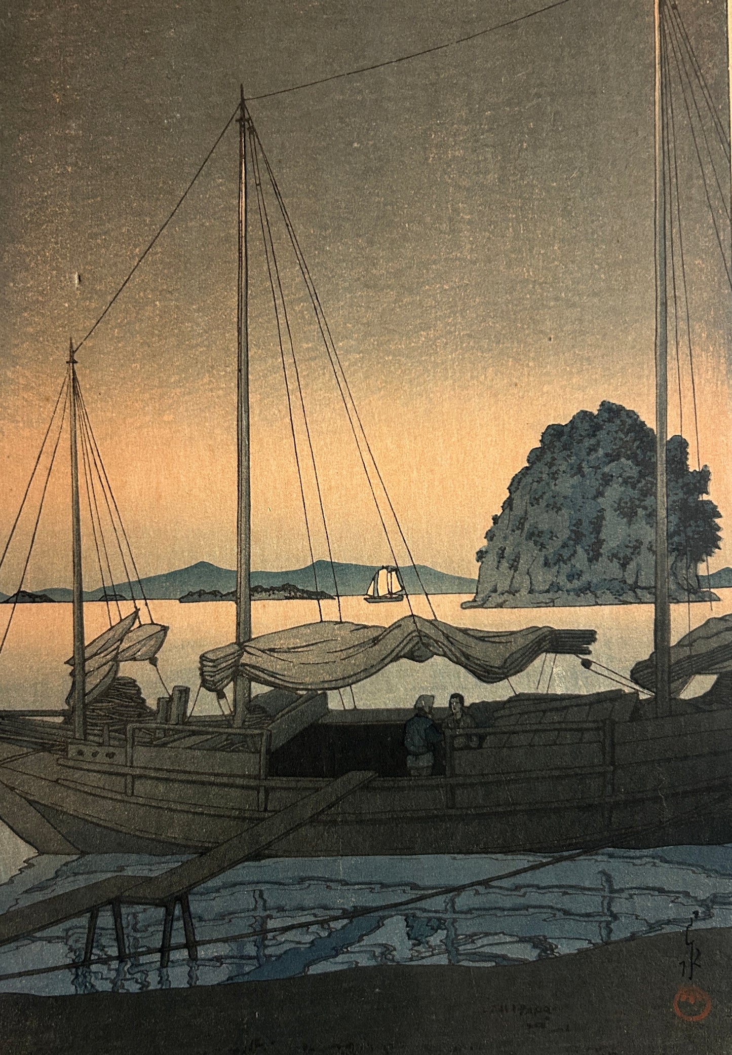HASUI KAWASE 1883-1957 JAPANESE WOODBLOCK "HAYAMA IN IYO"