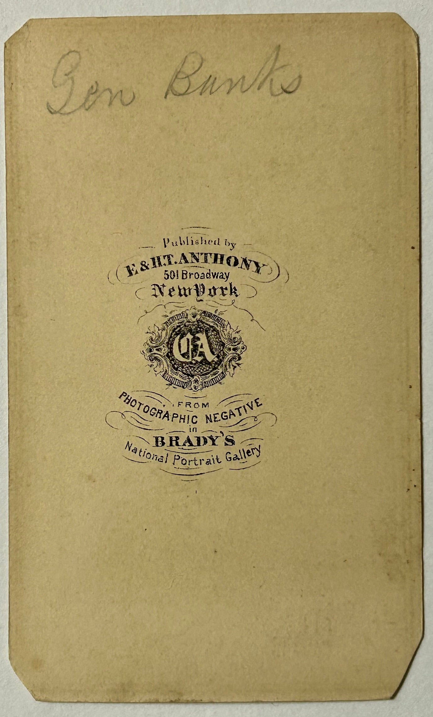 CIVIL WAR GENERAL BANKS IN FULL UNIFORM CDV PHOTO