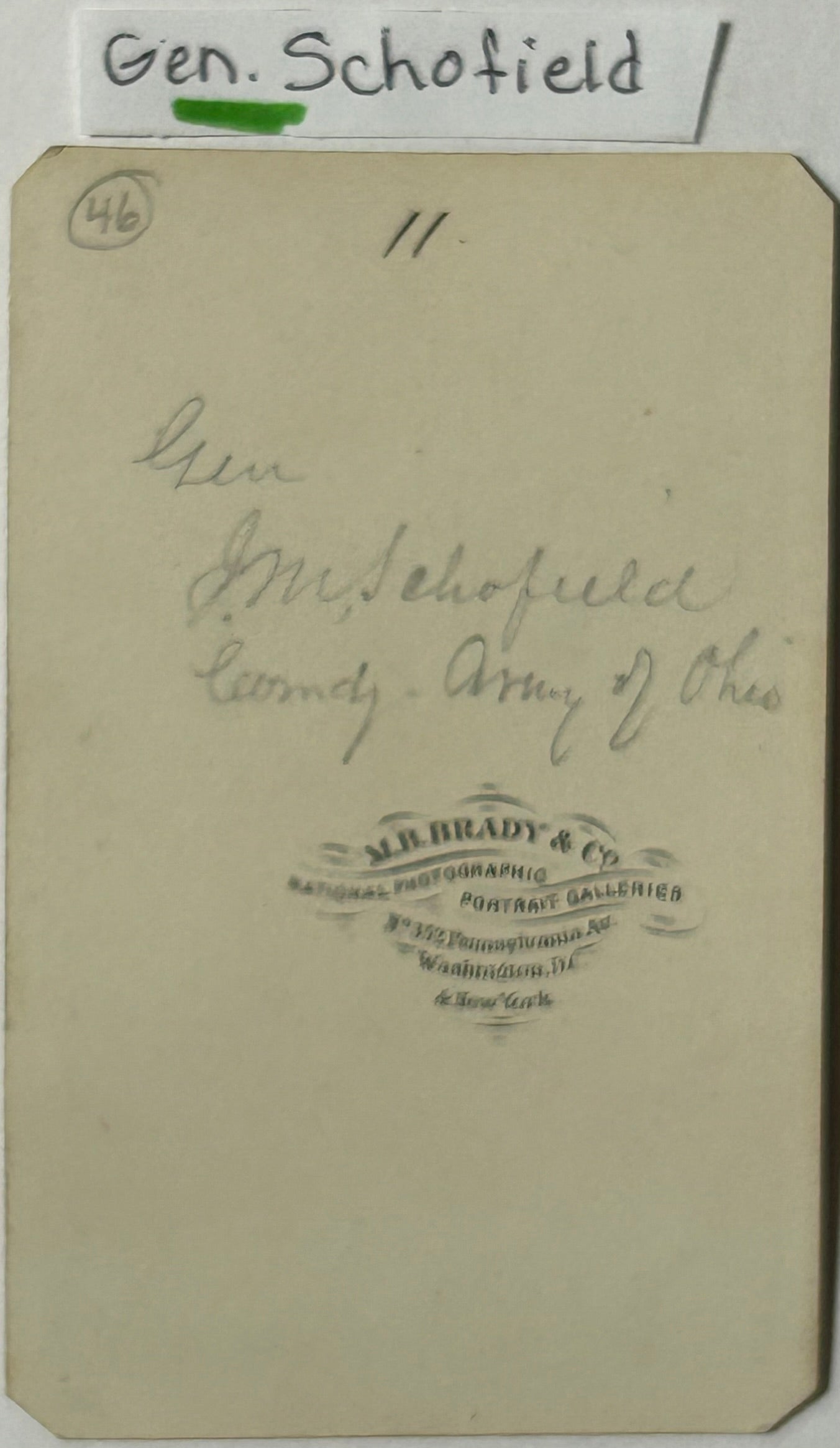CIVIL WAR GENERAL SCHOFIELD CDV PHOTOGRAPH