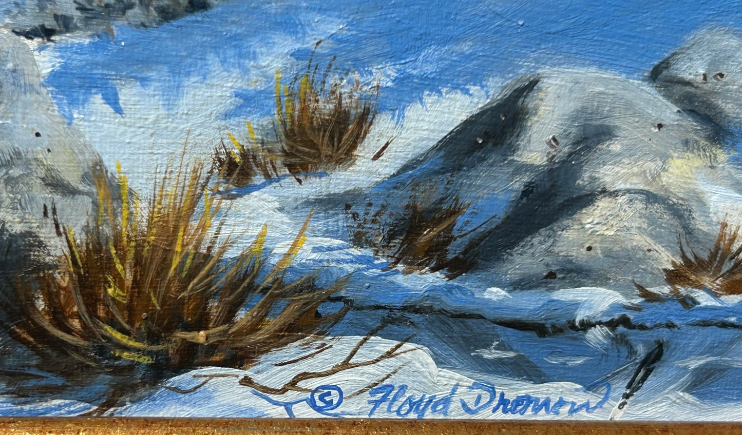 FLOYD DROWN TEXAS ARTIST SOUTHWEST PAINTING OF TRAPPERS ON HORSES