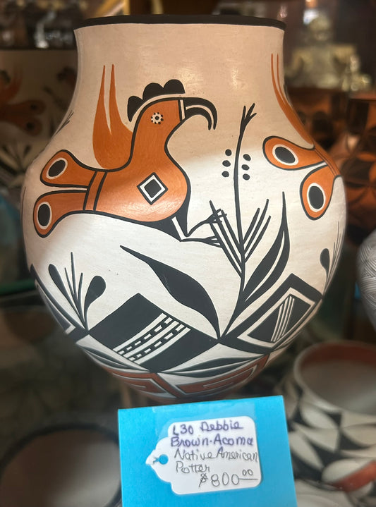 ACOMA NATIVE AMERICAN POTTERY VESSEL BY DEBBIE BROWN