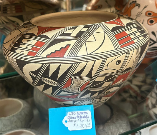 LORETTA SILAS POLEAHLA NATIVE AMERICAN HOPI POTTERY POT