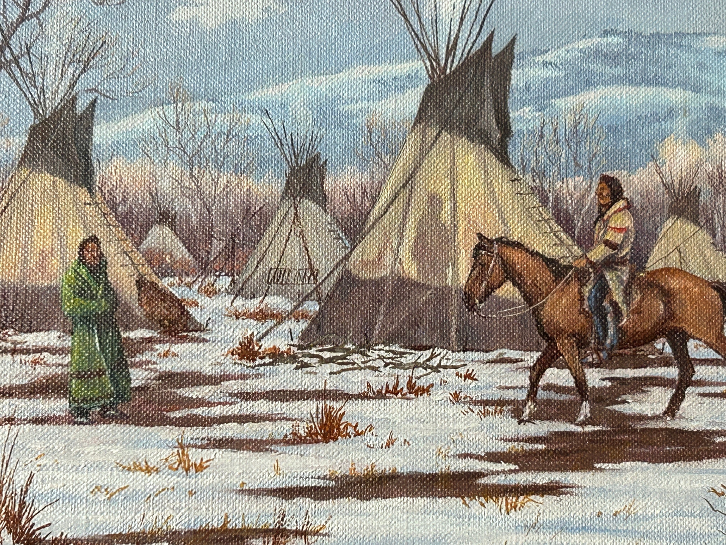 GEORGE DABICH 1922-2013 WYOMING AND CALIFORNIA NATIVE AMERICANS CAMP IN WINTER