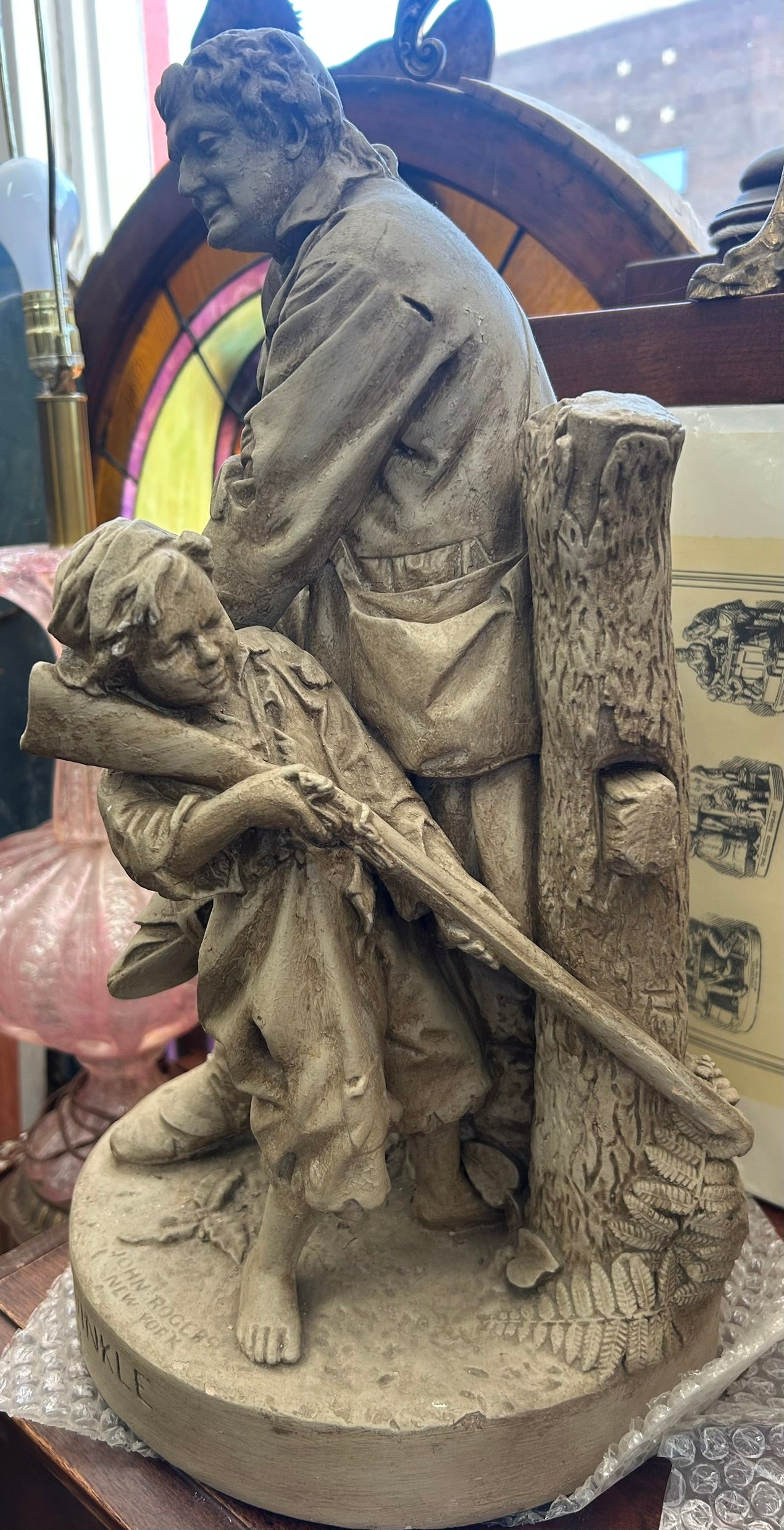 JOHN ROGERS STATUE "RIP  VAN WINKLE AT HOME" 1871