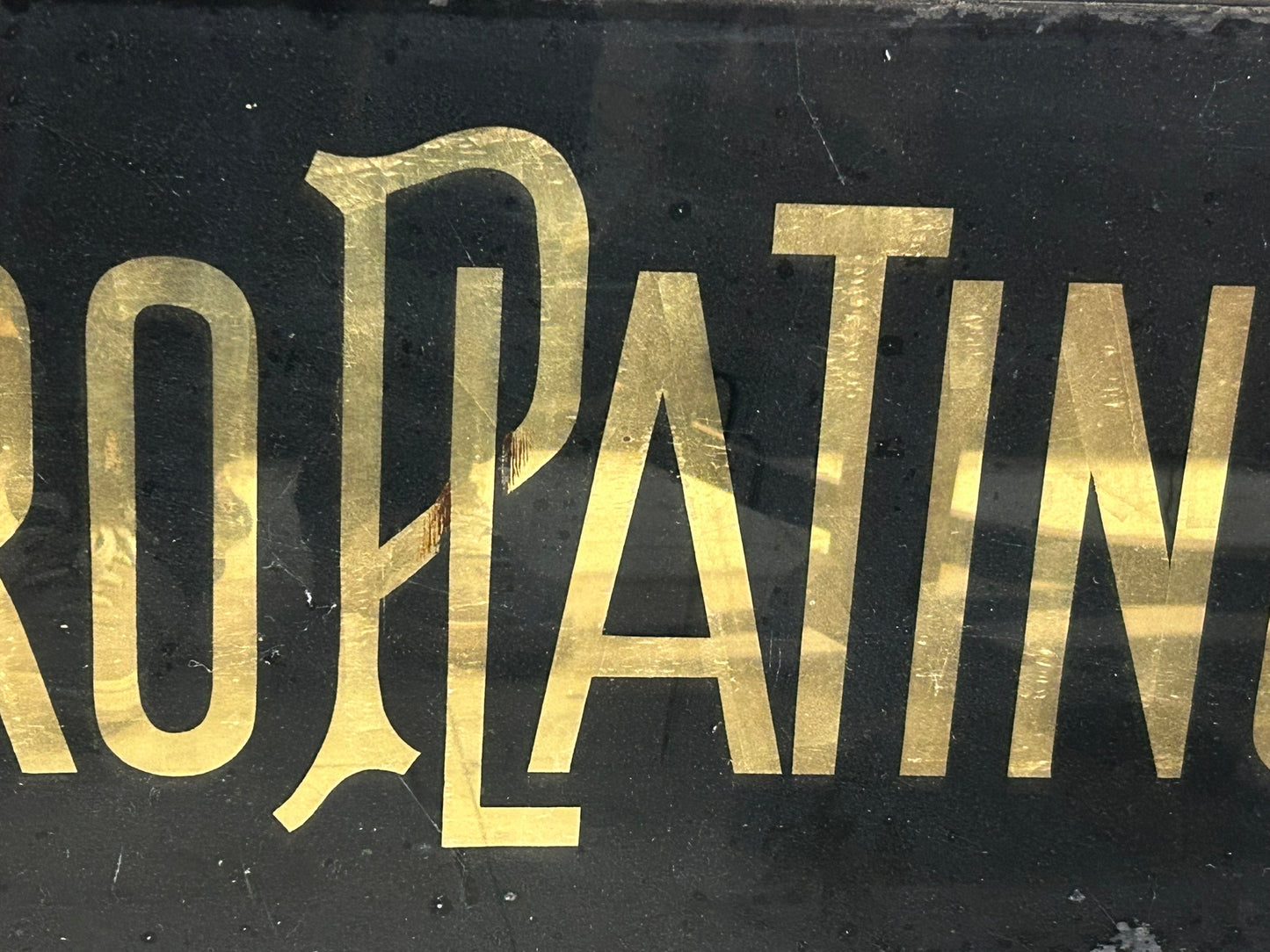 ELECTRO PLATING GILT REVERSE ON GLASS SIGN