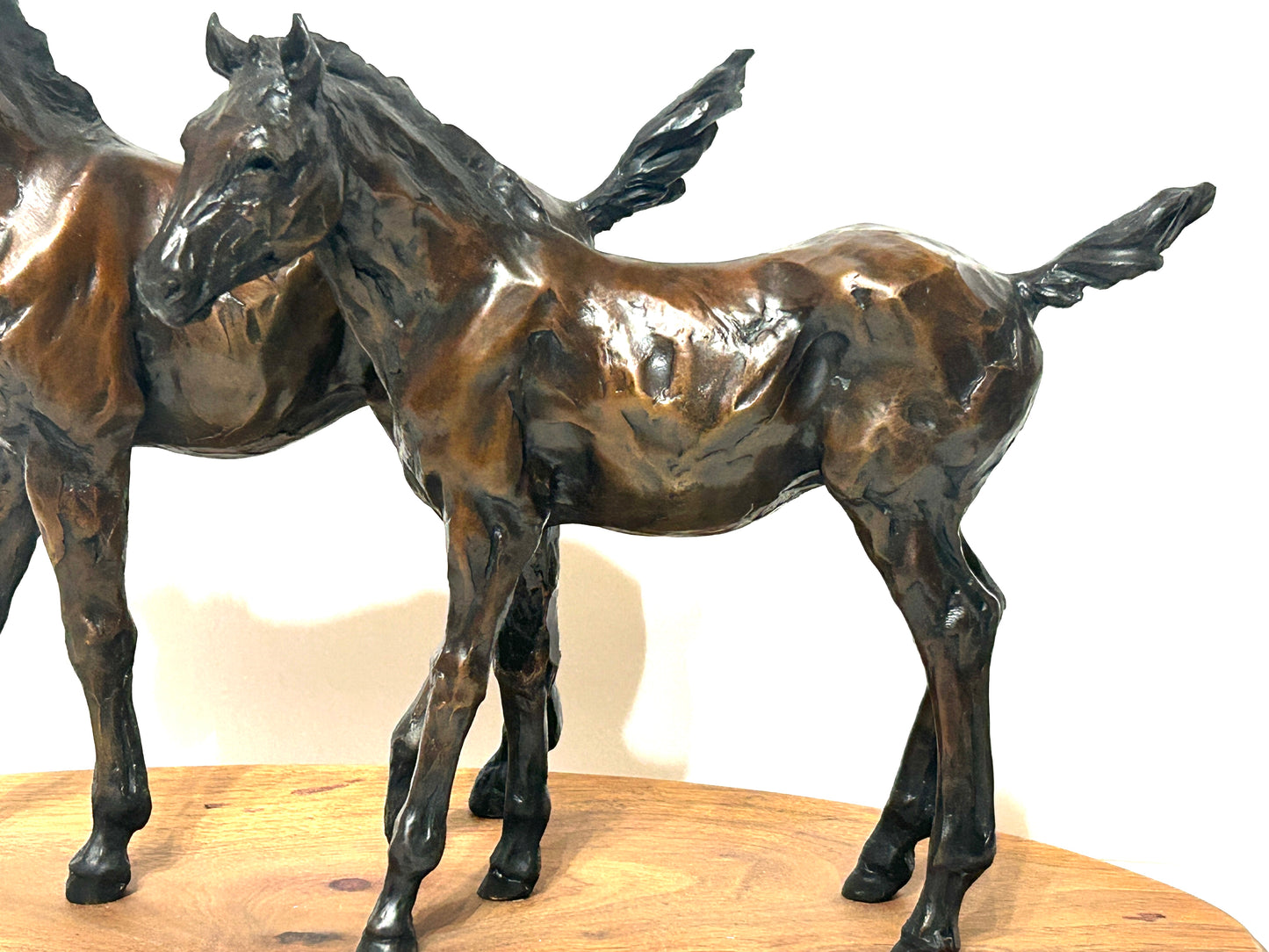 ROBIN LAWS BORN 1946 COLORADO BRONZE SCULPTURE OF TWO HORSES