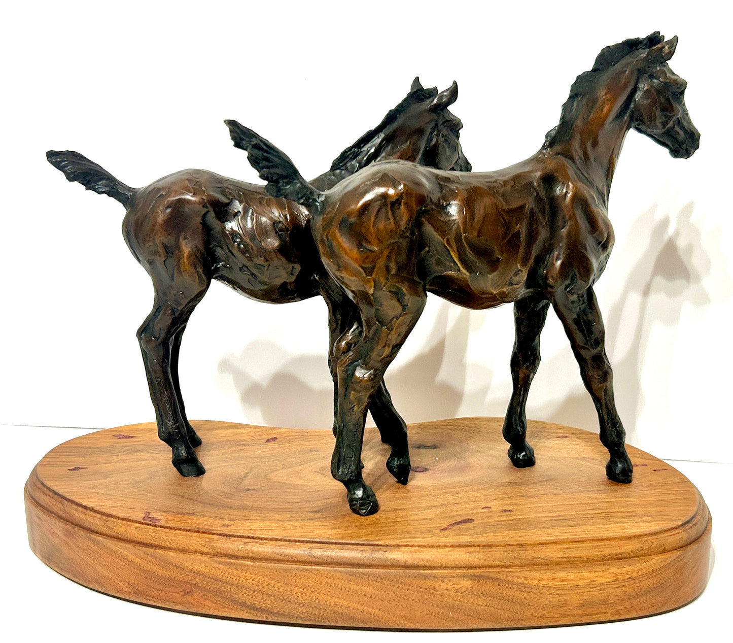 ROBIN LAWS BORN 1946 COLORADO BRONZE SCULPTURE OF TWO HORSES