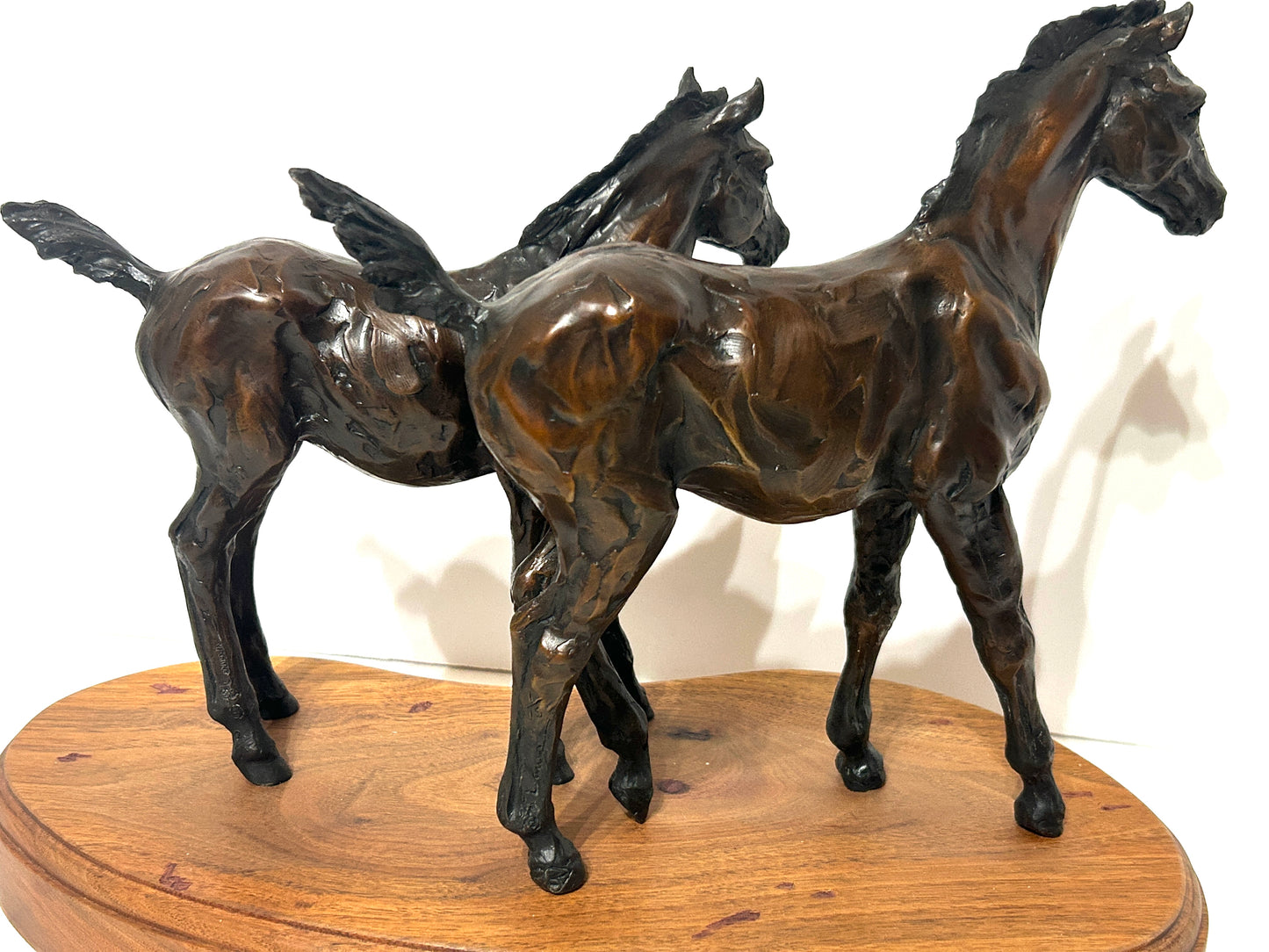 ROBIN LAWS BORN 1946 COLORADO BRONZE SCULPTURE OF TWO HORSES