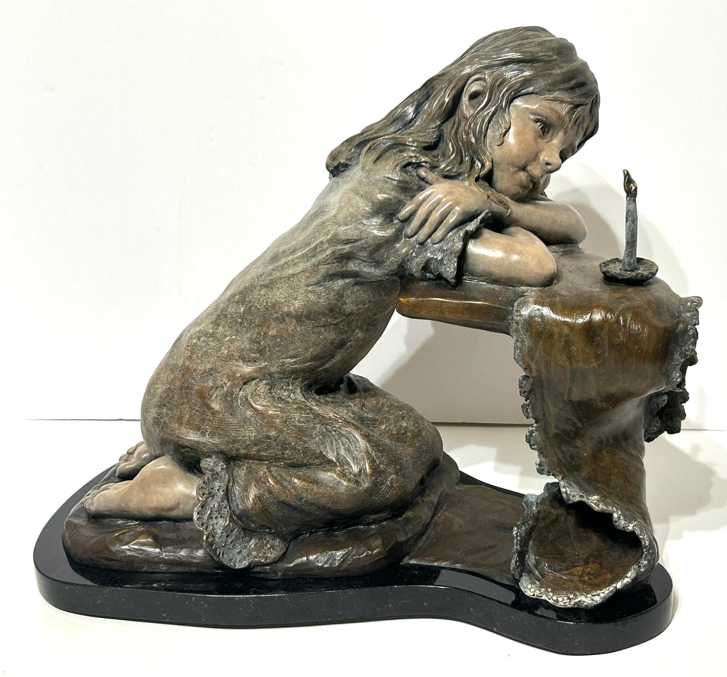ANGELA MIA DE LA VEGA 1970 TEXAS "LIGHT OF MY LIFE" BRONZE SCULPTURE OF YOUNG GIRL