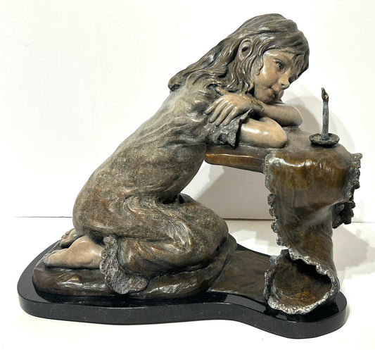ANGELA MIA DE LA VEGA 1970 TEXAS "LIGHT OF MY LIFE" BRONZE SCULPTURE OF YOUNG GIRL