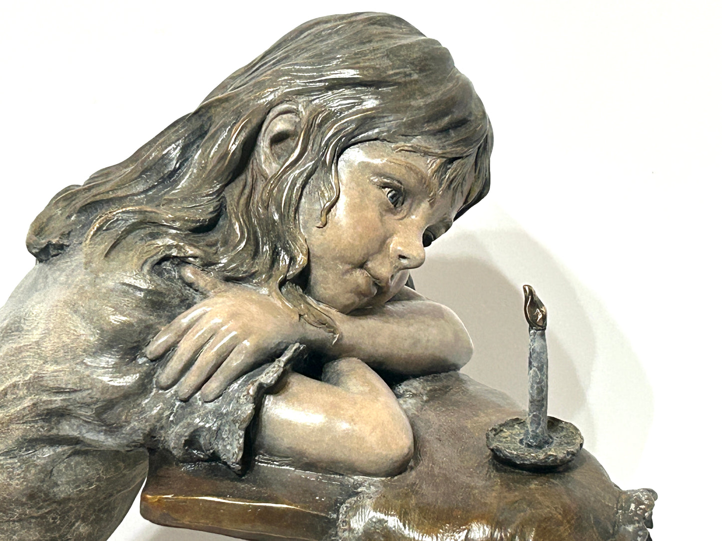 ANGELA MIA DE LA VEGA 1970 TEXAS "LIGHT OF MY LIFE" BRONZE SCULPTURE OF YOUNG GIRL