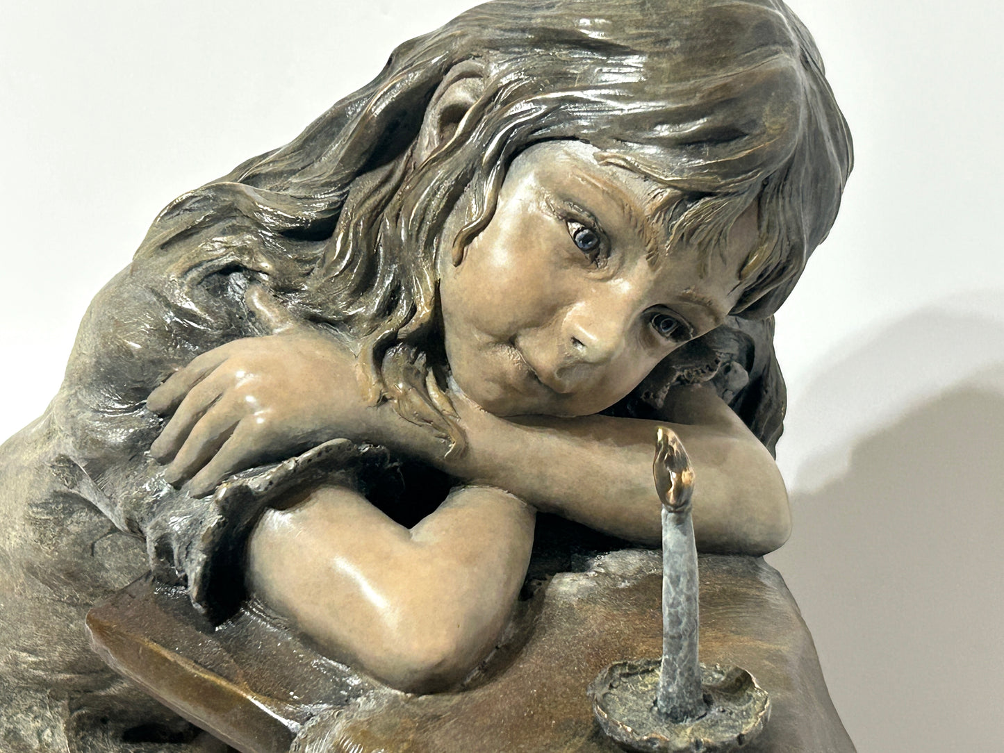 ANGELA MIA DE LA VEGA 1970 TEXAS "LIGHT OF MY LIFE" BRONZE SCULPTURE OF YOUNG GIRL