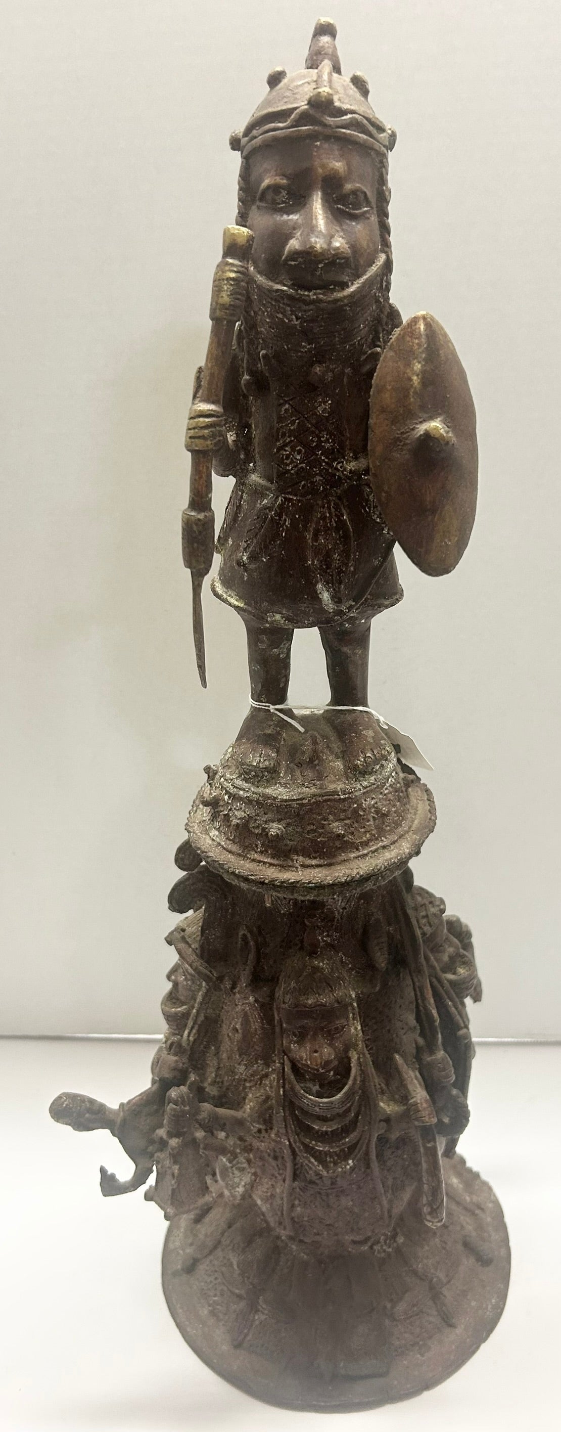 BENIN? AFRICAN BRONZE FIGURES VESSEL