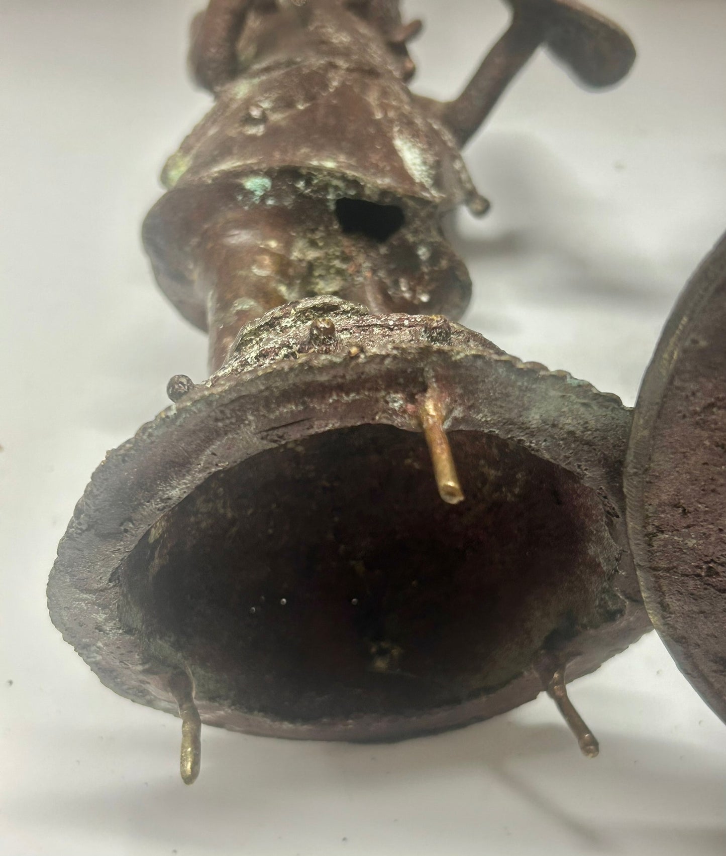 BENIN? AFRICAN BRONZE FIGURES VESSEL