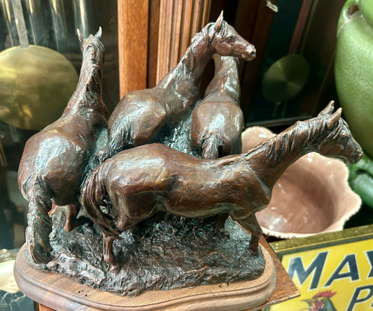 ARIZONA ARTIST CYNTHIA RIGDEN BRONZE HORSES SCULPTURE