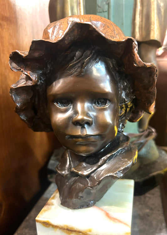 GLENNA GOODACRE BRONZE OF GIRL WITH BONNET