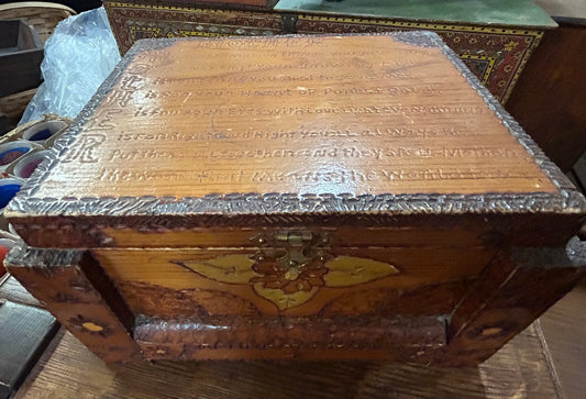 FOLK ART "MOTHER" WOOD BURNT DESIGN BOX