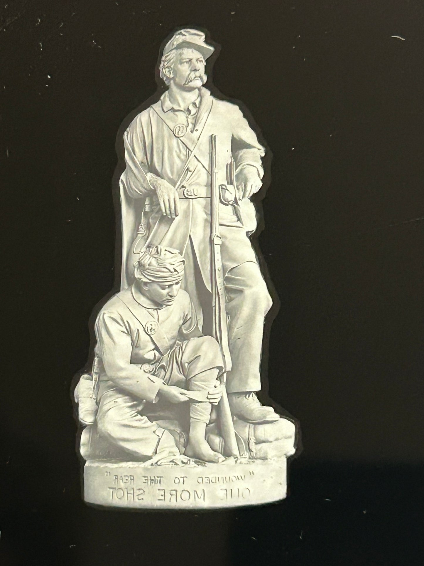 CIVIL WAR SCULPTURE "ONE MORE SHOT" BY FAMOUS SCULPTOR JOHN ROGERS GLASS MAGIC LANTERN SLIDE
