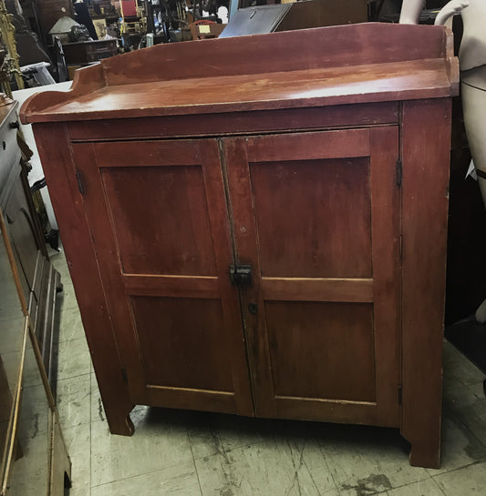 1800's RED PAINTED TWO DOOR CUPBOARD