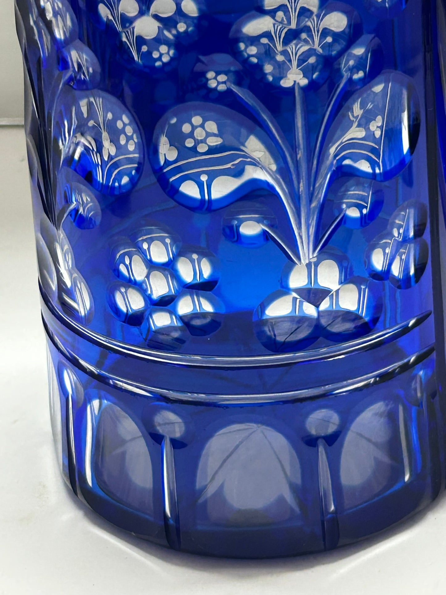 ANTIQUE STEIN BLUE GLASS CUT TO CLEAR LATE 1800'S