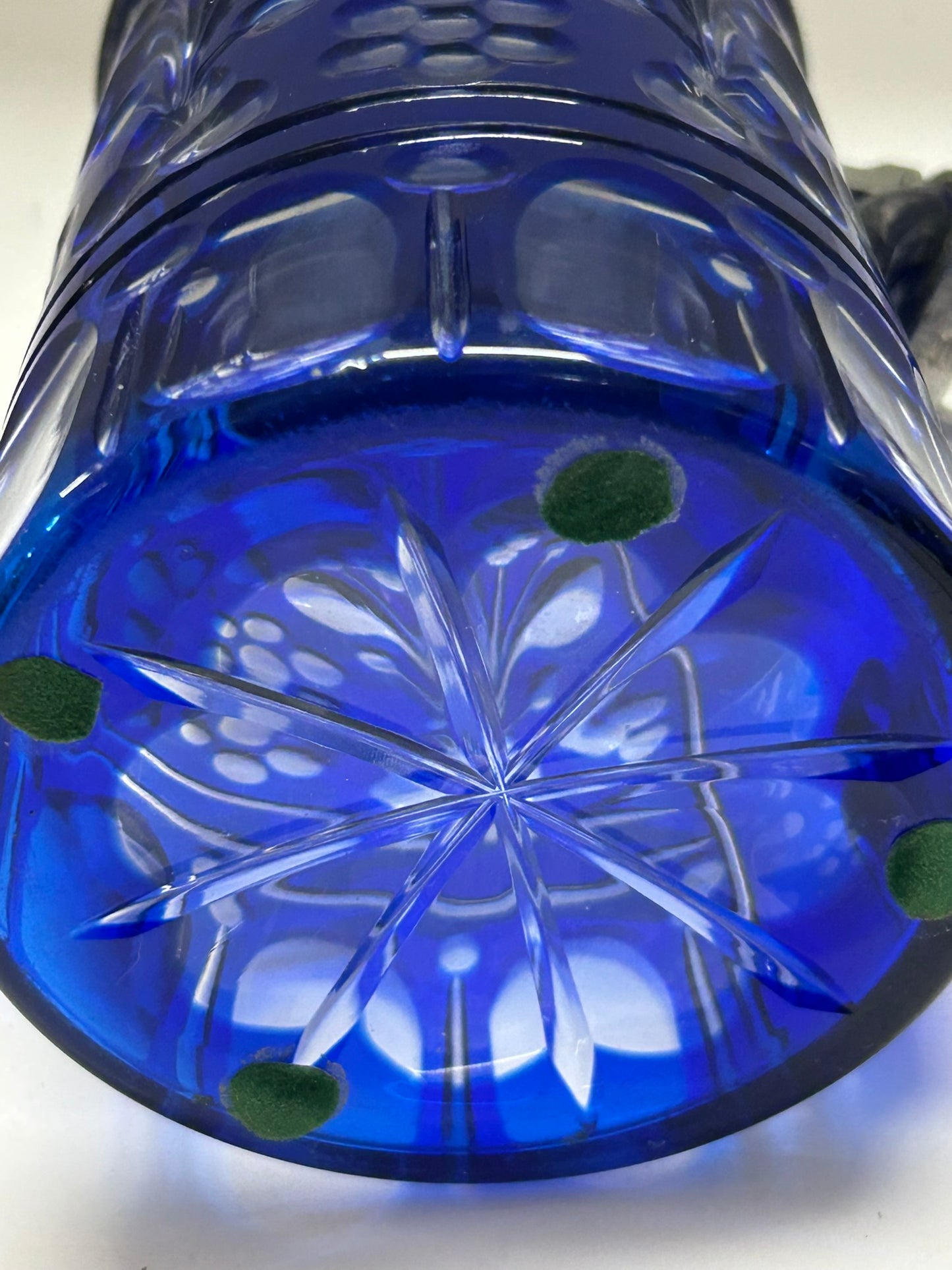 ANTIQUE STEIN BLUE GLASS CUT TO CLEAR LATE 1800'S