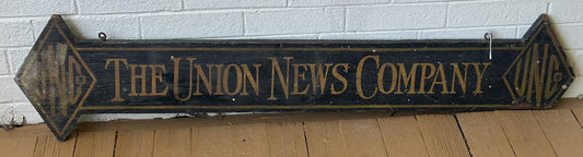 UNION NEWS RARE WOODEN ANTIQUE ADVERTISING SIGN