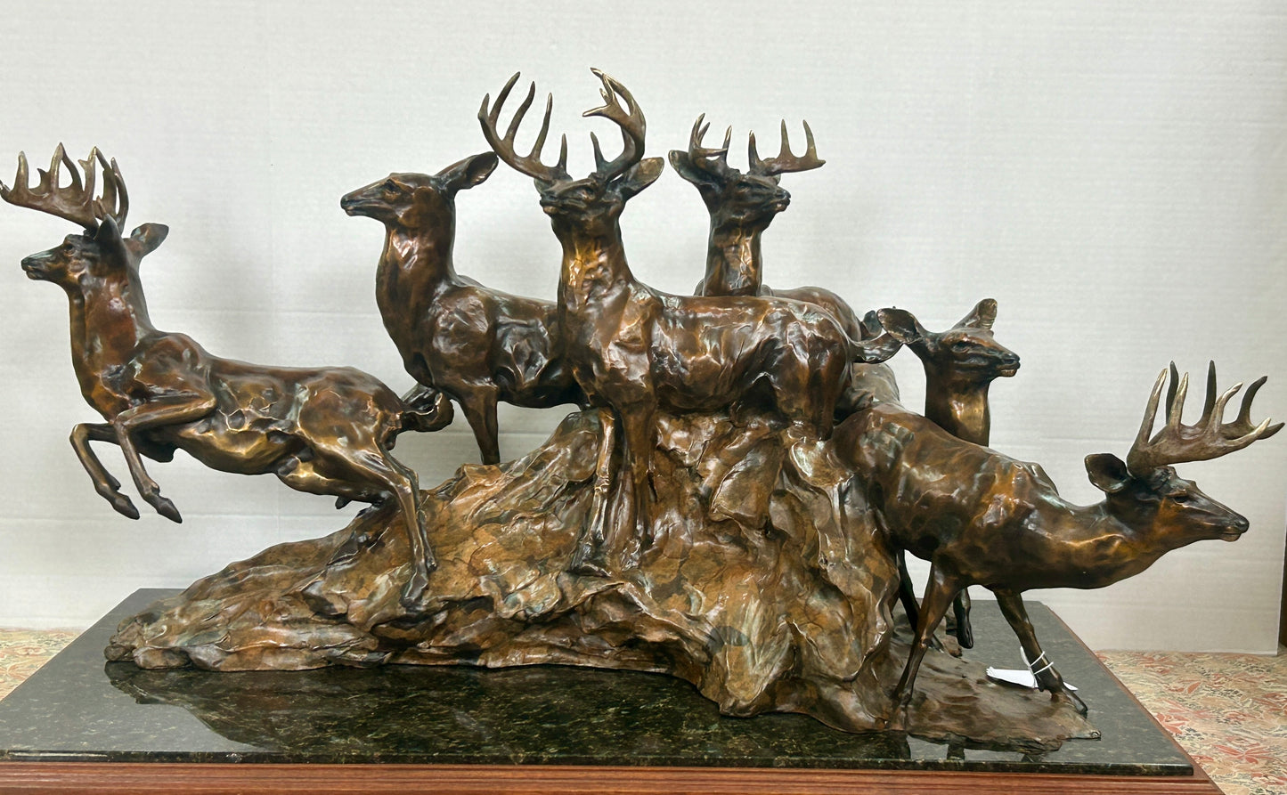 SHERRY SANDER MONTANA SCULPTOR ARTIST DEER GROUP BRONZE