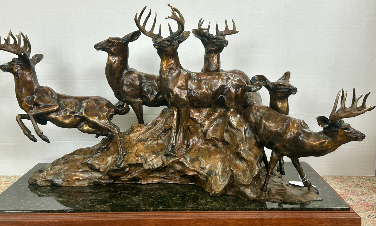 SHERRY SANDER MONTANA SCULPTOR ARTIST DEER GROUP BRONZE
