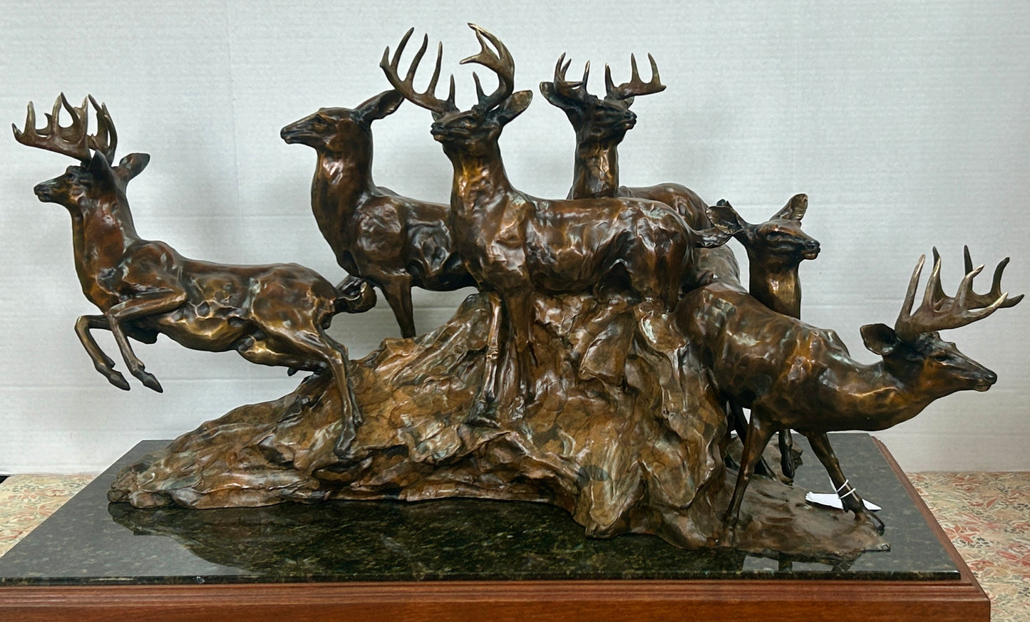 SHERRY SANDER MONTANA SCULPTOR ARTIST DEER GROUP BRONZE