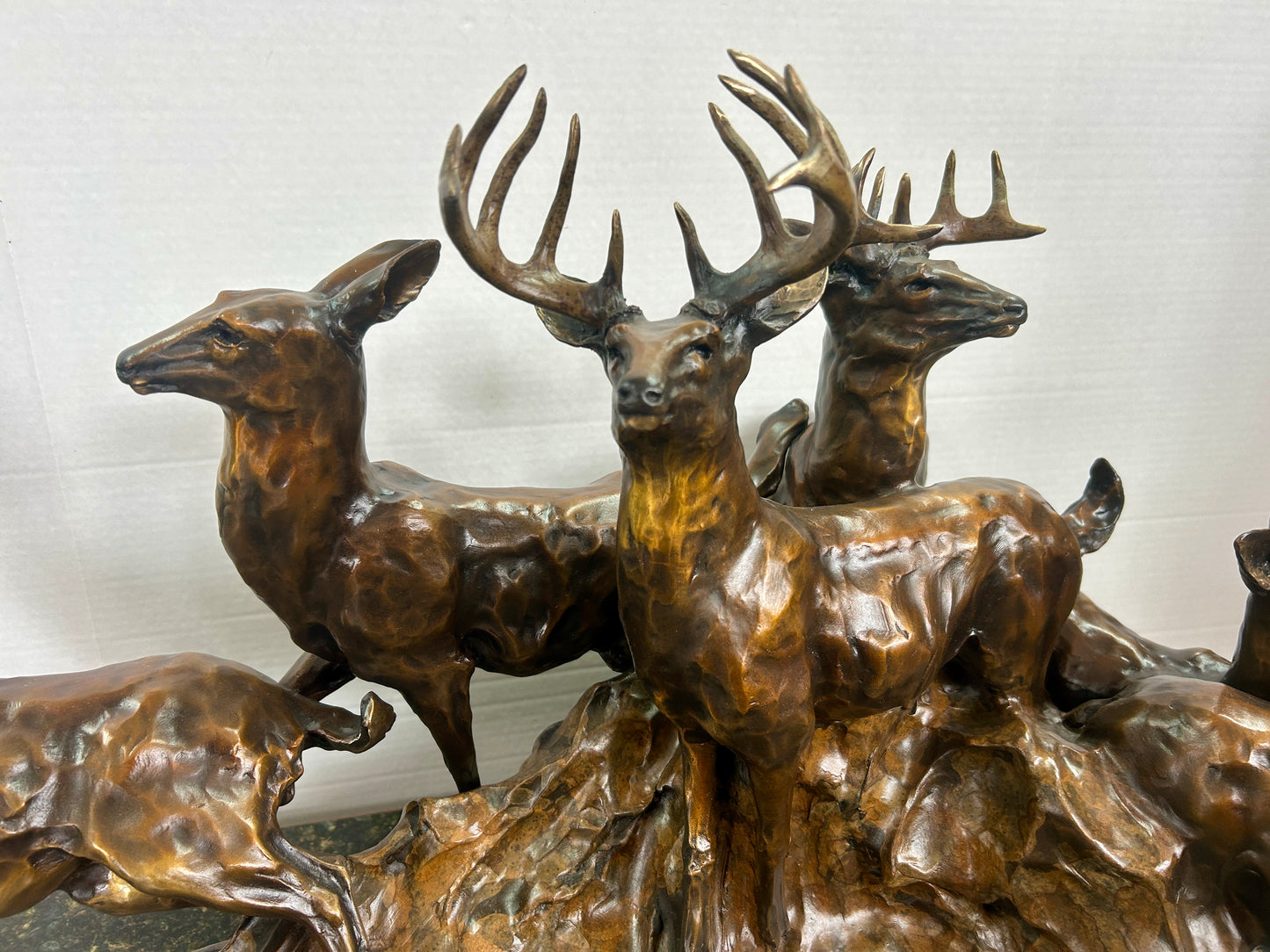 SHERRY SANDER MONTANA SCULPTOR ARTIST DEER GROUP BRONZE