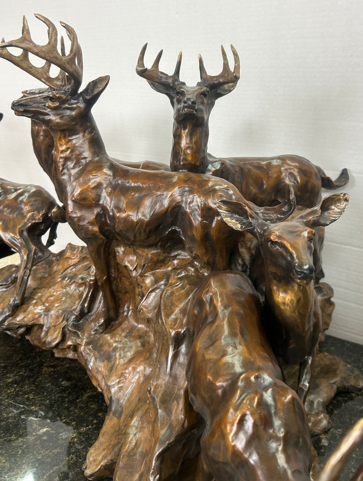 SHERRY SANDER MONTANA SCULPTOR ARTIST DEER GROUP BRONZE