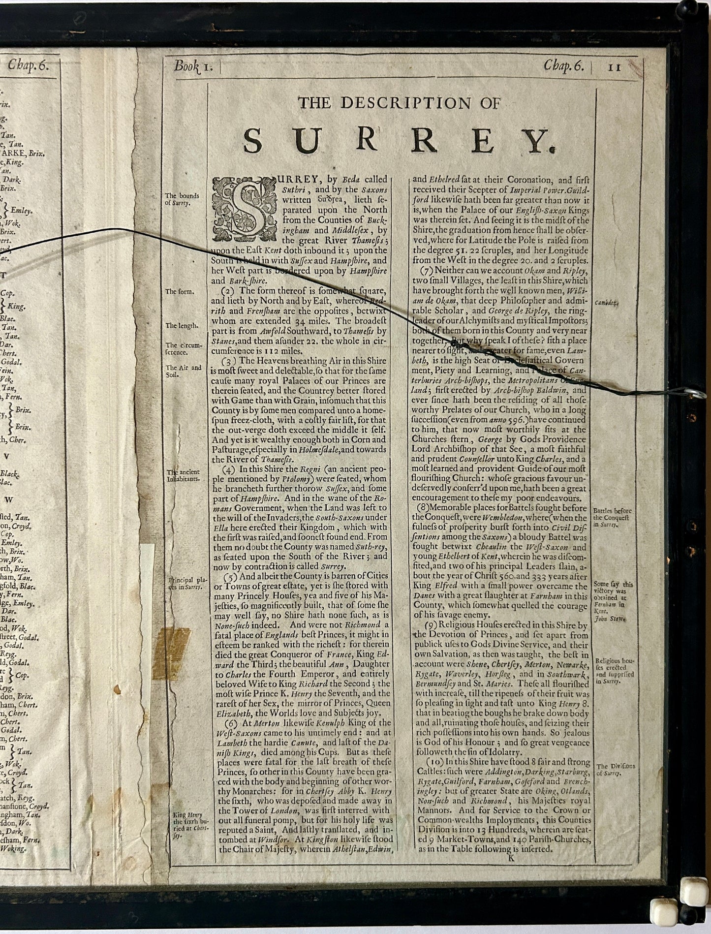 SURREY DESCRIBED 1610 MAP BY JOHN SPEED WITH DOUBLE SIDES